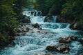 Forest streams and rivers creating beautiful waterfalls and rapids in mountain gorges Royalty Free Stock Photo