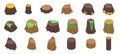 Forest stump icons set isometric vector. Tree cutting stub Royalty Free Stock Photo