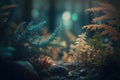 Forest and sunbeams passing through the trees. An atmospheric beautiful picture in the middle of the forest. Royalty Free Stock Photo