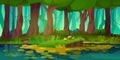 Forest swamp landscape background for fantasy game