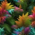 A forest of towering, crystalline ferns that create a symphony of colors as they sway in harmony with the wind1