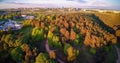 Forest and town aerial in spring Royalty Free Stock Photo