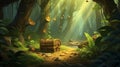 Forest Treasure. Video Game's Digital CG Artwork. generative ai