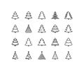 Forest tree flat line icons set. Christmas tree, spruce, pine symbol. Simple flat vector illustration for web site or Royalty Free Stock Photo