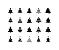 Forest tree flat line icons set. Christmas tree, spruce, pine symbol. Simple flat vector illustration for web site or Royalty Free Stock Photo