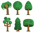 Forest Trees, Hedges Illustration of a set of cartoon spring or summer forest trees and other forest elements
