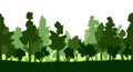 Forest trees isolated silhouette vector. Bottom background. Green deciduous and coniferous plants, succulent grass. Landscape, pan Royalty Free Stock Photo