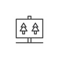 Forest trees road sign outline icon