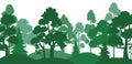 Forest trees silhouette. Nature landscape, green park alley and tree silhouettes vector illustration Royalty Free Stock Photo