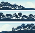 Forest trees silhouettes , forest landscape template banner background vector illustration EPS10 Royalty Free Stock Photo