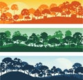 Forest trees silhouettes , forest landscape template banner background vector illustration EPS10 Royalty Free Stock Photo