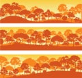 Forest trees silhouettes , forest landscape template banner background vector illustration EPS10 Royalty Free Stock Photo