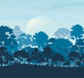 Forest trees silhouettes , nature landscape background vector illustration EPS10 Royalty Free Stock Photo