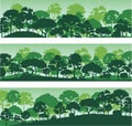 Forest trees silhouettes , nature landscape background vector illustration EPS10 Royalty Free Stock Photo