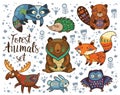 Forest tribal animals vector set Royalty Free Stock Photo