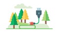 Forest USB Connectivity, Nature Inspired Tech, vector design Generative AI Royalty Free Stock Photo