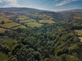 Forest in The Glencullen Valley With Fields, County Wicklow - Aerial View Royalty Free Stock Photo