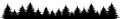 Forest vector shape. Pine tree landscape, panorama. Hand drawn stylized black and white illustration