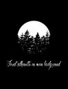 Pine tree forest vector silhouette on moon background. Royalty Free Stock Photo