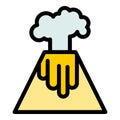 Forest volcano icon vector flat Royalty Free Stock Photo