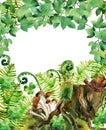 Forest watercolor background.