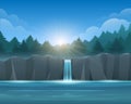 Forest waterfall landscape