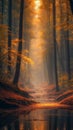 A forest where the trees have glowing veins of liquid light. Royalty Free Stock Photo