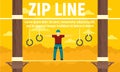 Forest zip line concept banner, flat style Royalty Free Stock Photo