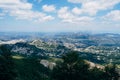 Forested mountain range under sunlight. Montenegro Royalty Free Stock Photo