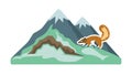 Forested Mountain with a Wily Fox, vector design Generative AI Royalty Free Stock Photo
