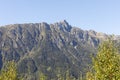 The forested mountains but still rocky ones