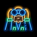 forester looking binoculars neon glow icon illustration