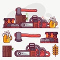 Forestry and Logging Line Art Icon Set