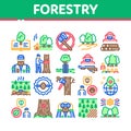 Forestry Lumberjack Collection Icons Set Vector