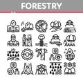Forestry Lumberjack Collection Icons Set Vector