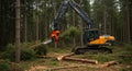 Forestry machine harvesting timber Royalty Free Stock Photo