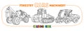 Forestry machinery. Skidder cars coloring book set