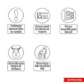 Forestry safety mandatory sings icon set of outline types. Isolated vector sign symbols. Icon pack