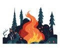 forests burning illustration