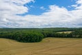 Forests and fields of the French countryside in Europe, France, Burgundy, Nievre, in summer, on a sunny day