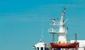 Foretop of a passenger ship and an orange lifeboat Royalty Free Stock Photo