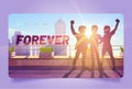 Forever cartoon landing page. Best friends hug Royalty Free Stock Photo