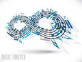 Forever music concept, infinity symbol made with musical notes a