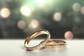 Forever United A Pair of Gold Wedding Rings with Bokeh Background. created with Generative AI