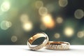 Forever United A Pair of Gold Wedding Rings with Bokeh Background. created with Generative AI