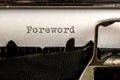 Foreword text written by old typewriter