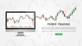 Forex chart for currency trading on desktop vector illustration Royalty Free Stock Photo