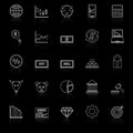 Forex line icons with reflect on black background
