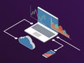 Forex stock chart. Isometry notebook with stock data chart.