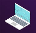 Forex stock chart. Isometry notebook with stock data chart.